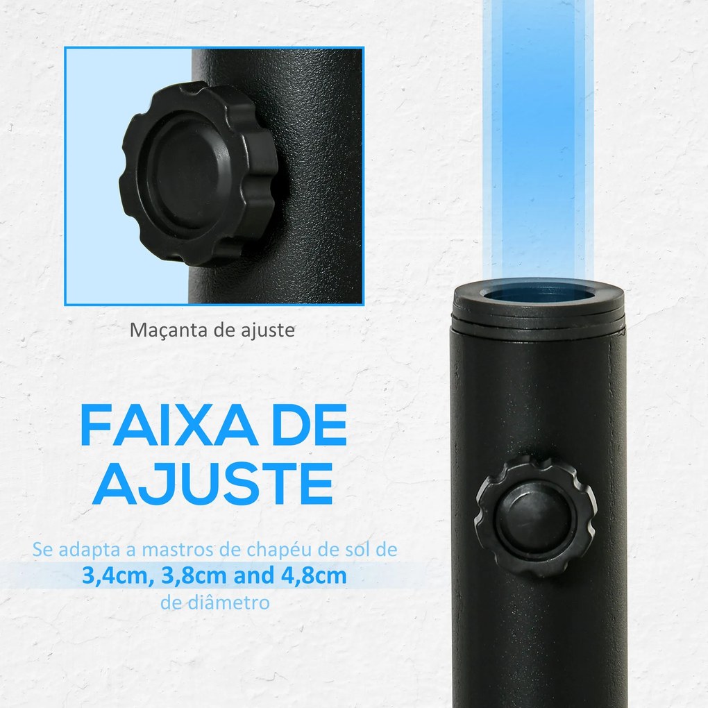 Suporte Chapéu de Sol para Chão de Cimento com 2 Botões de Bloqueio e