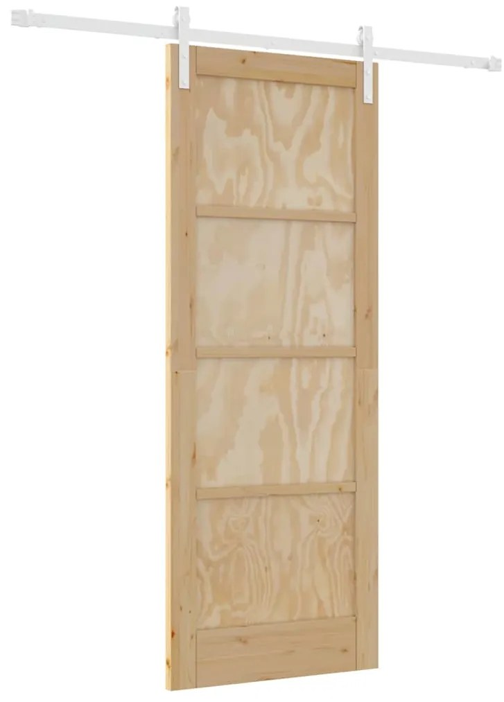 Porta Deslizante vidaXL com Conjunto de Hardware 78x202 cm Madeira Sól