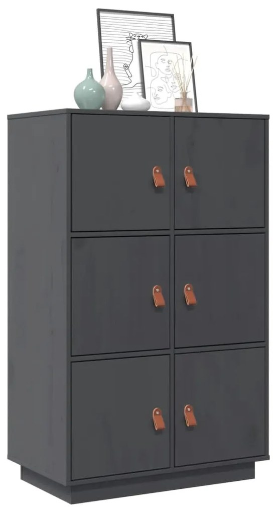 Aparador alto 67x40x108,5 cm pinho maciço cinza