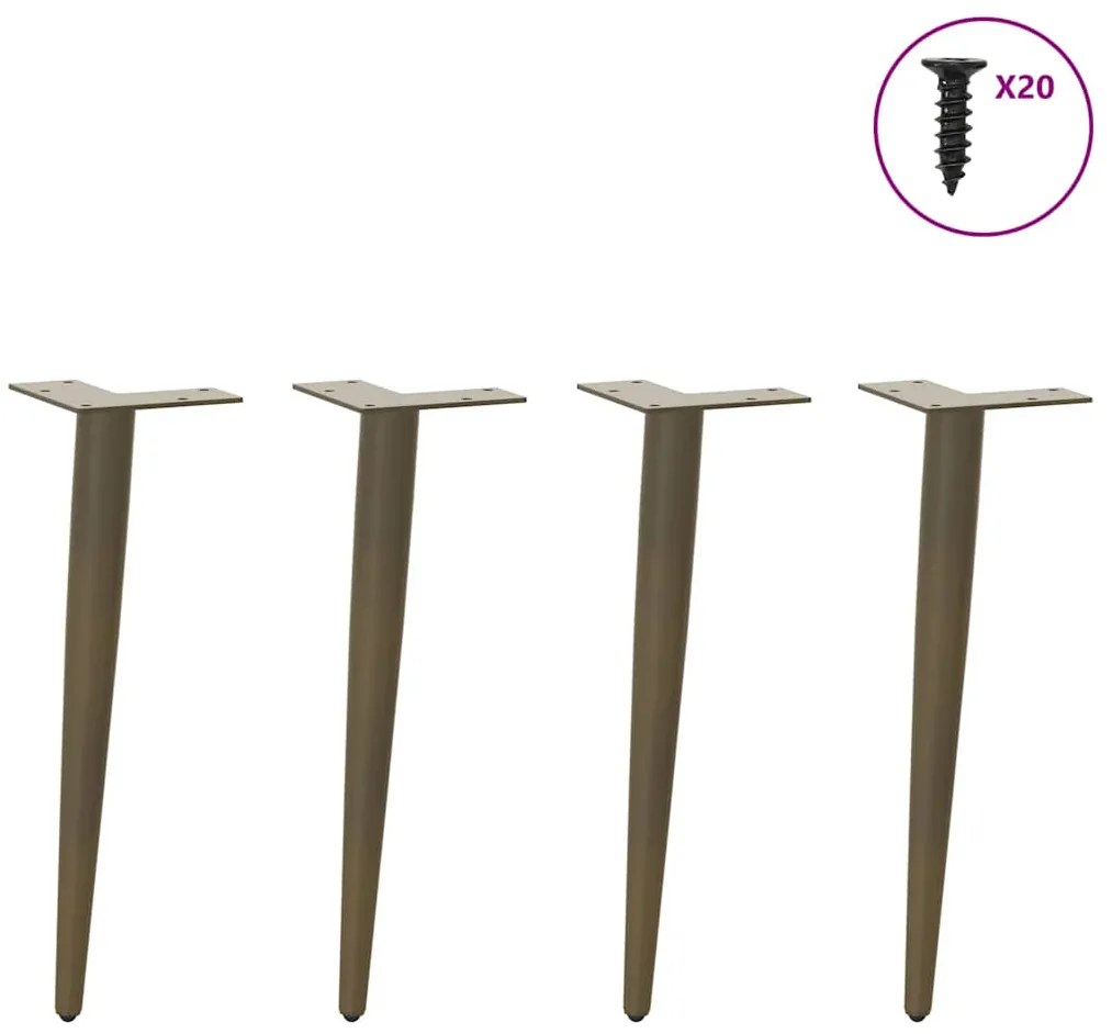 Pés para mesa de centro cônicos 4 peças aço natural 30-31 cm aço