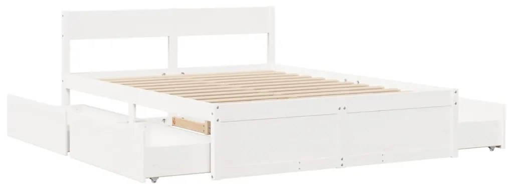 Cama sem colchão 150x200 cm madeira de pinho maciça branco