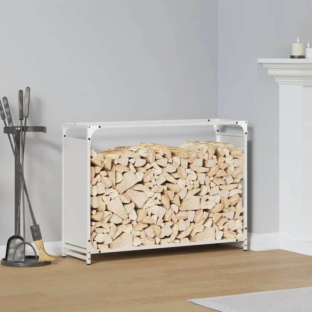 Suporte para lenha 90x28x65 cm aço laminado a frio branco