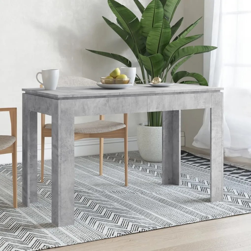800760 vidaXL Mesa de jantar 120x60x76 cm contraplacado cinzento cimento