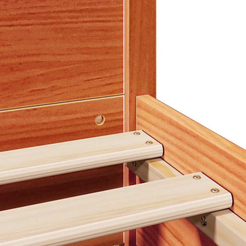 Cama sem colchão 100x200 cm pinho maciço castanho-mel