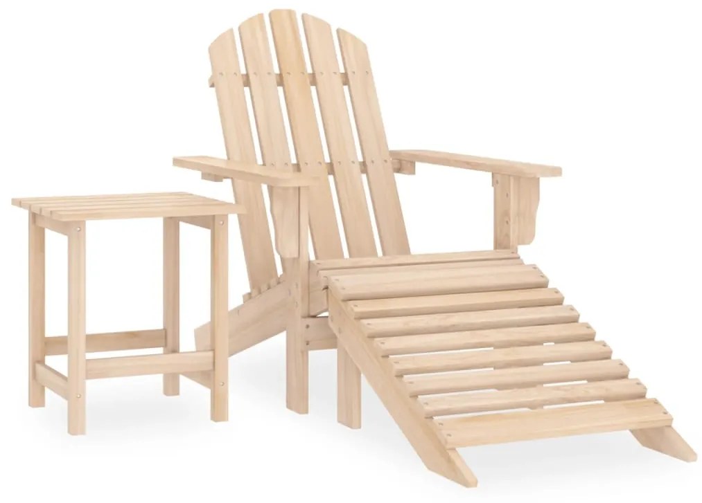 vidaXL Cadeira de jardim Adirondack c/ otomano e mesa abeto maciço