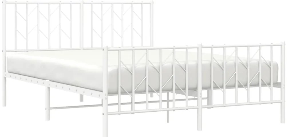 Estrutura de cama com cabeceira e pés 140x190 cm metal branco