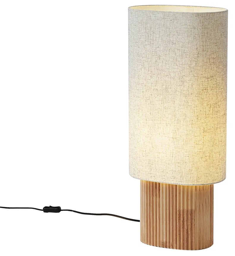 Candeeiro de pé Japandi madeira com abajur de linho 70cm - Lamel Japandi