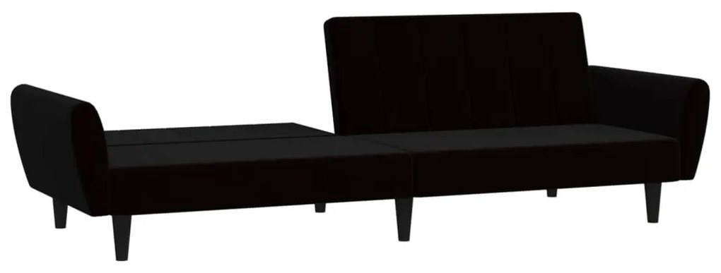 Sofá-cama de 2 lugares veludo preto