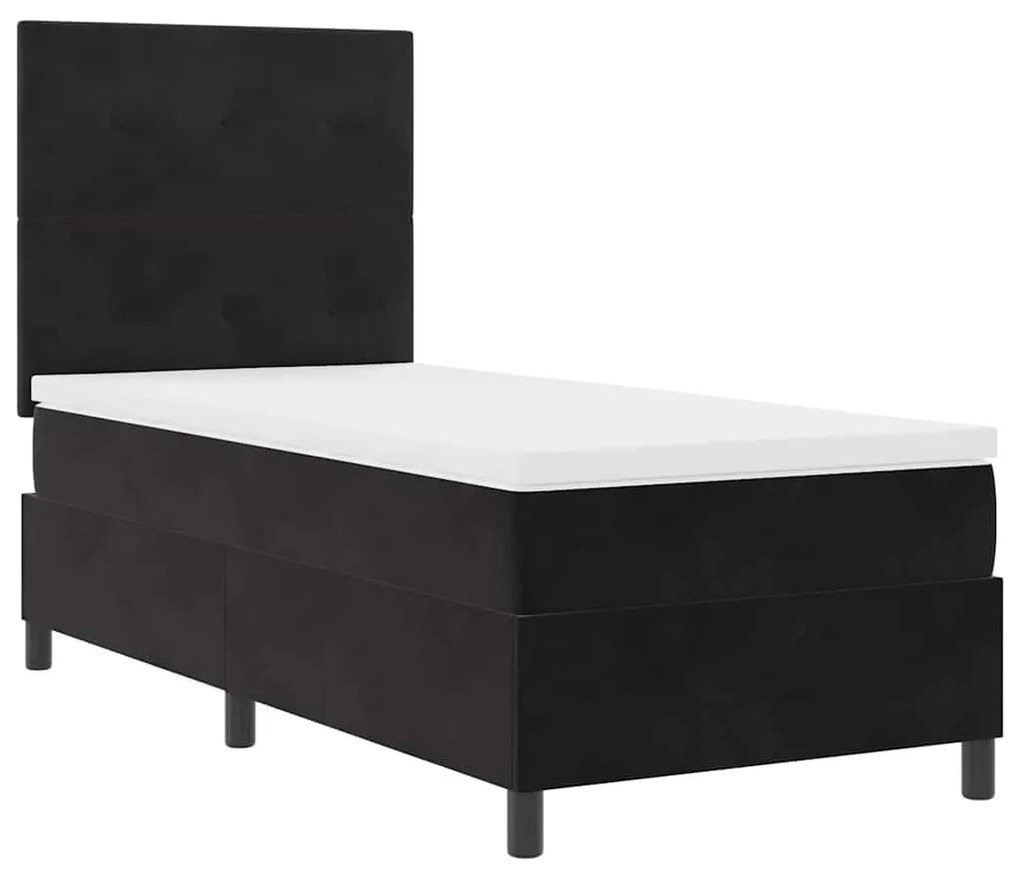 Cama Box com Colchão e LED preto 100x200 cm Veludo