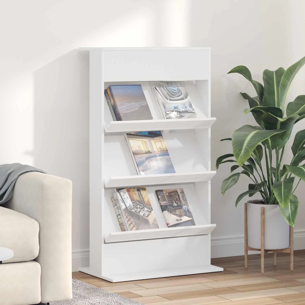 vidaXL Estante de Revistas Branco 70 x 41 x 126 cm Madeira processada