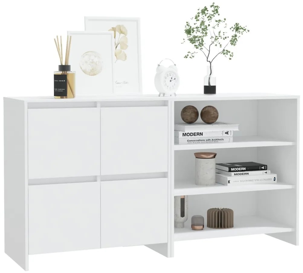 2 pcs aparador em madeira processada branco
