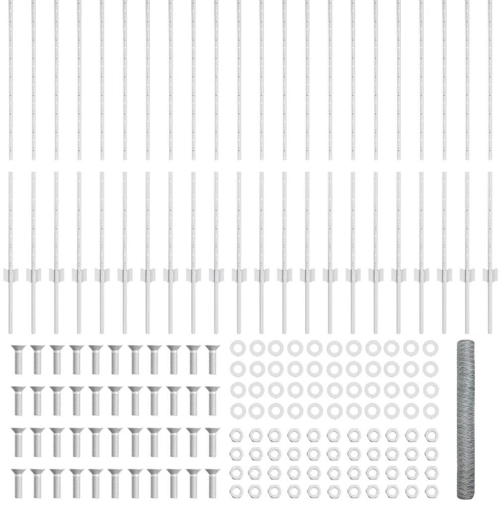 Postes de Cerca vidaXL 22 pcs U-Channel 120 cm Aço Galvanizado, Cerca