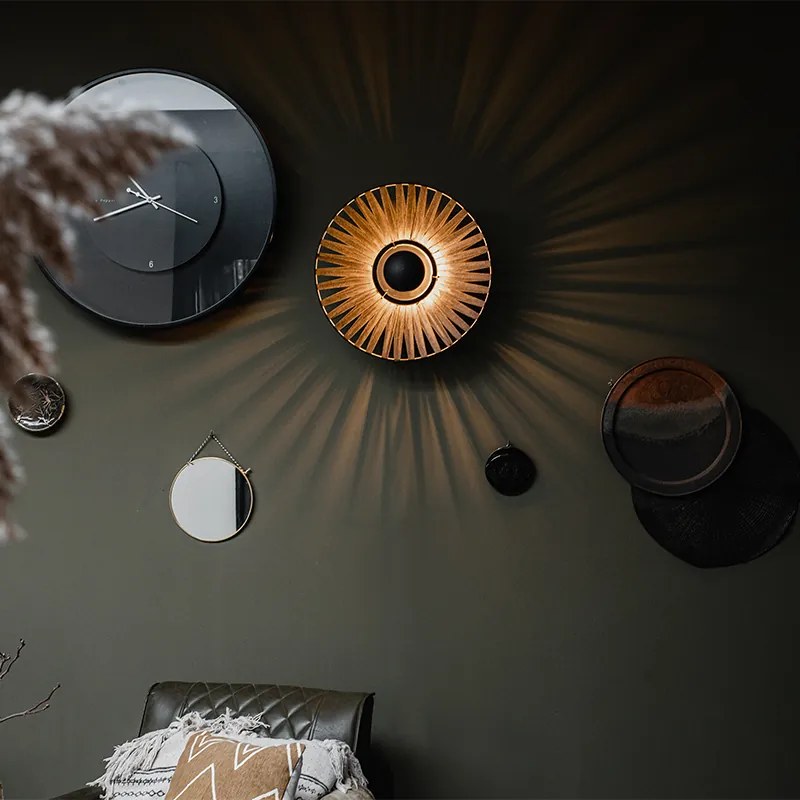 Candeeiro de parede rústico preto 40 cm - Leia