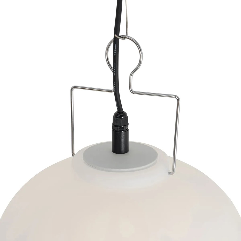 Candeeiro de suspensão exterior branco 35 cm com ficha IP44 - Pion