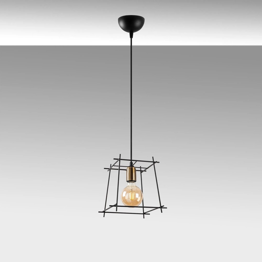 Candeeiro Suspenso Coman – Preto Antique – 24 x 24 x 32-122 cm