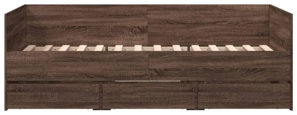 Sofá-cama com gavetas sem colchão 75x190 cm carvalho castanho