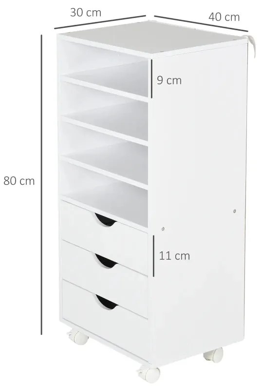 Móvel Tom de 3 Gavetas e 4 Prateleiras - Design Nórdico