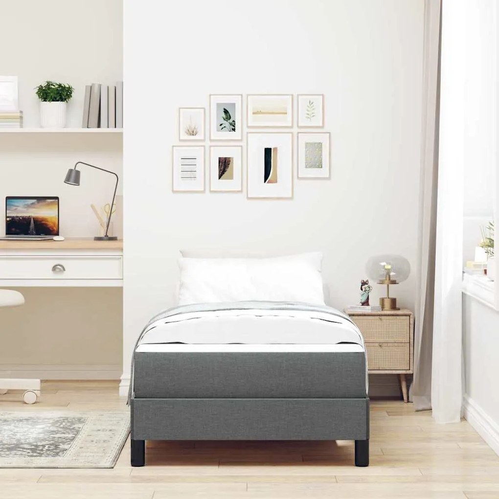 Cama Box Outros Cinzento escuro 90 x 190 cm tecido