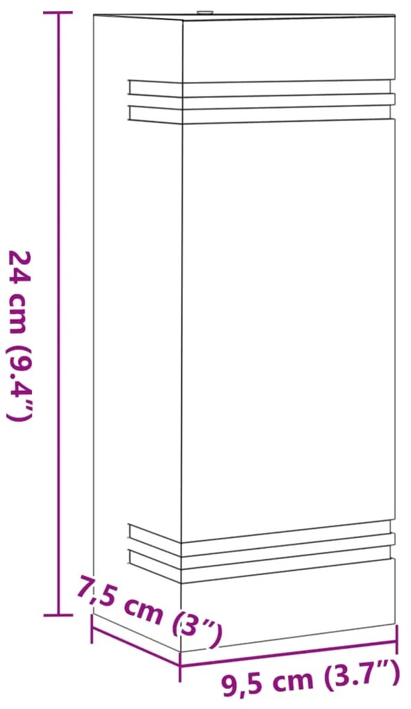 Candeeiro de parede para exterior aço inoxidável preto