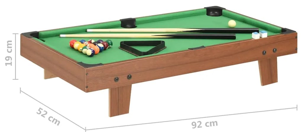 Mini mesa de bilhar 92x52x19 cm castanho e verde