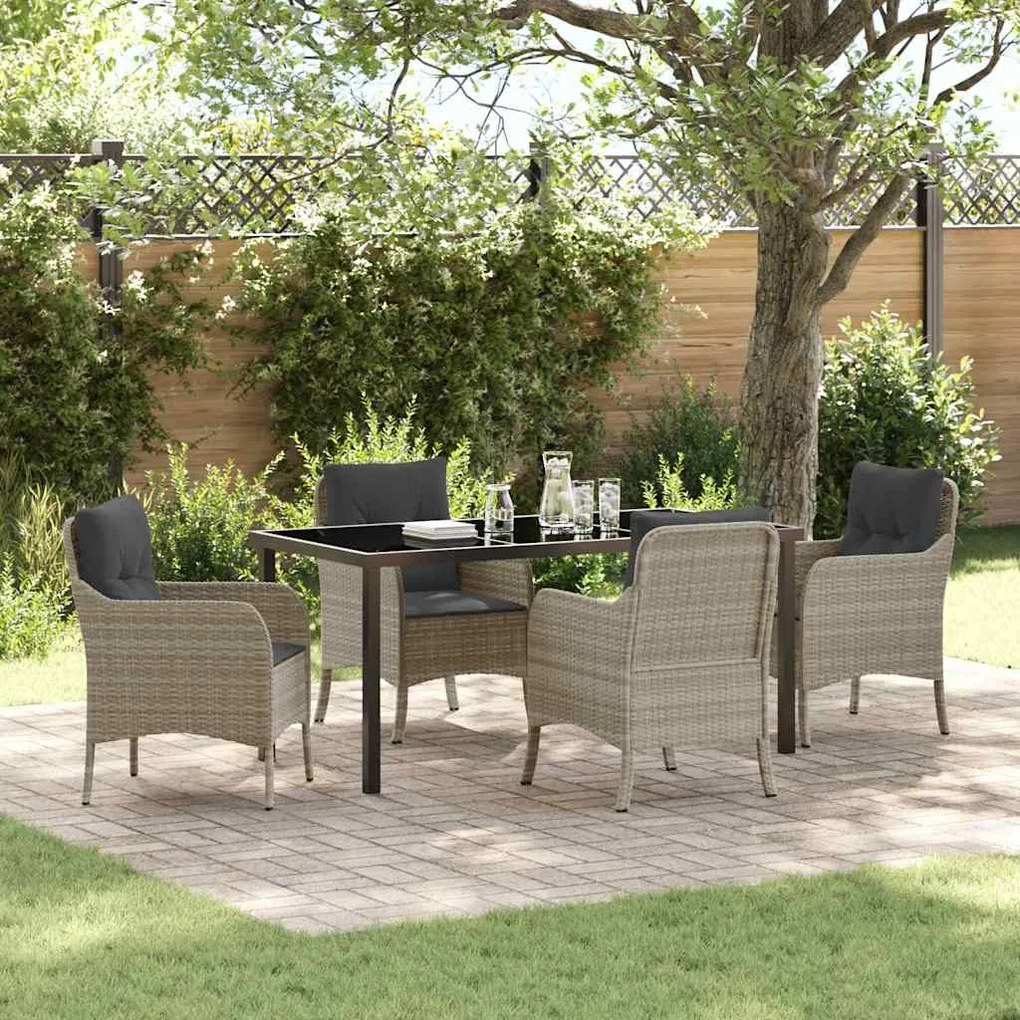 Conjunto de Jantar de Jardim com Almofadas Cinza Claro Vime PE