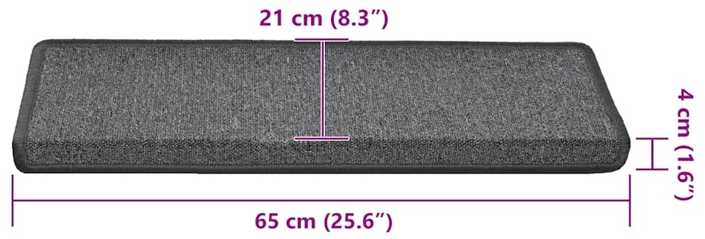 Tapetes de escadas 30 pcs 65x21x4 cm cinza-escuro