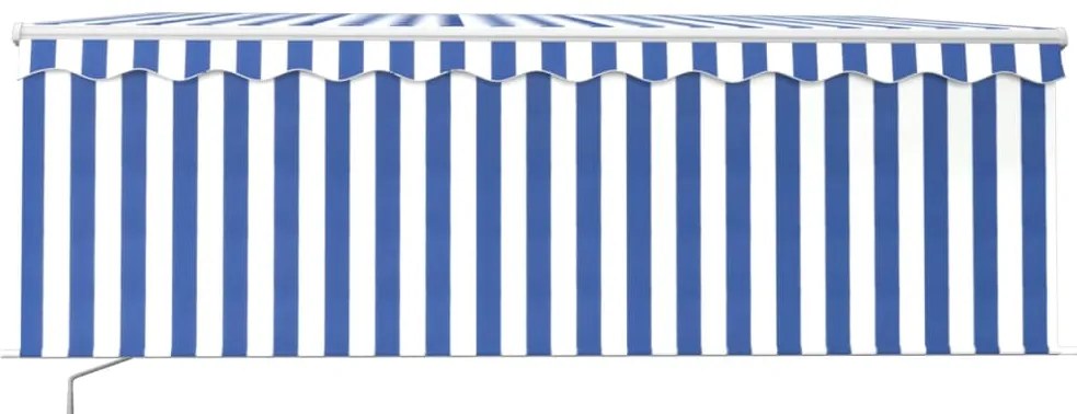 Toldo retrátil manual com estore 4x3 m azul e branco