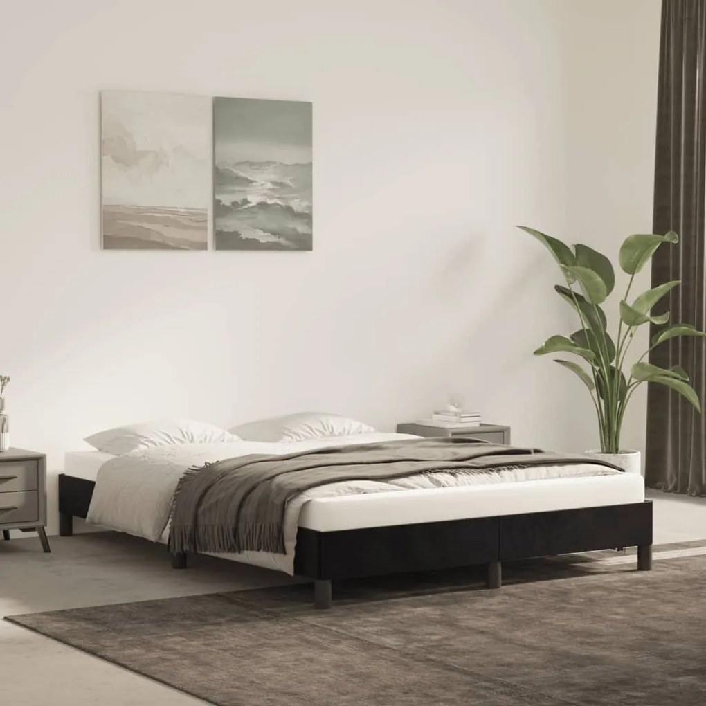 Estrutura de cama sem colchão 140x200 cm veludo preto