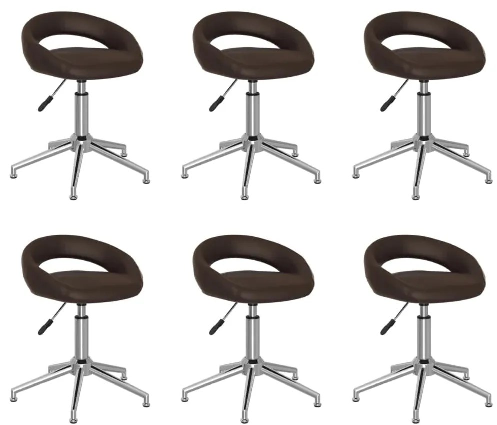 vidaXL Cadeiras de jantar giratórias 6 pcs couro artificial castanho