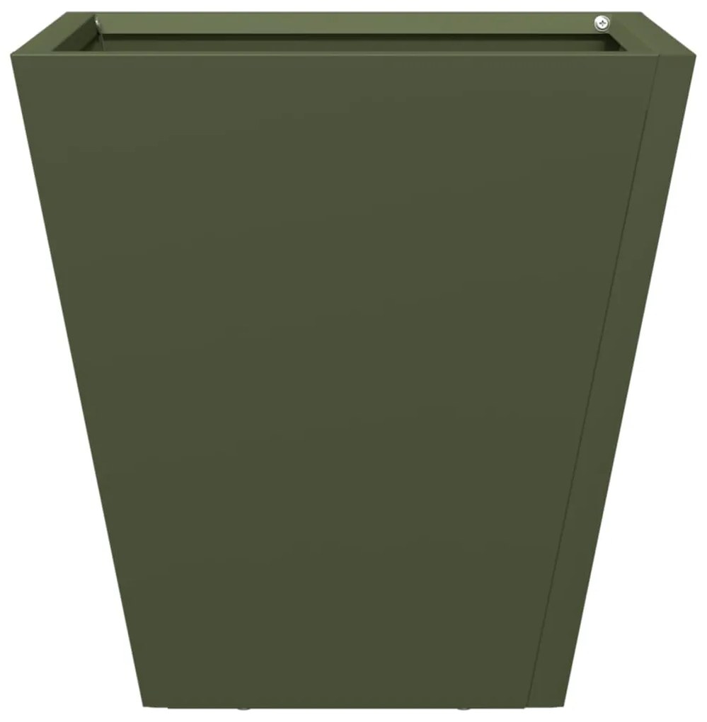 Vaso/floreira de jardim 2 pcs 30x30x30 cm aço verde azeitona