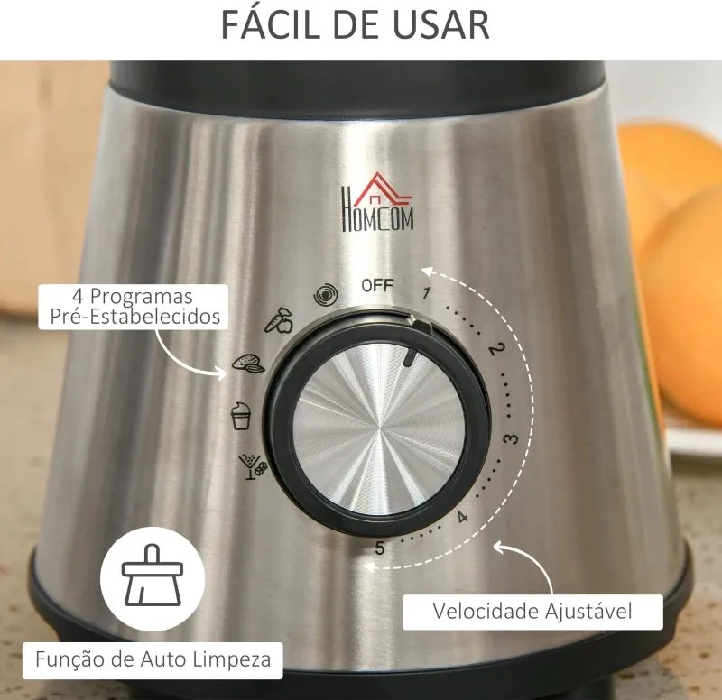Liquidificador com 4 Programas e 5 Velocidades - 1000W