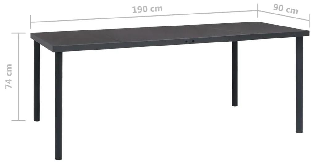 Mesa de jantar para jardim 190x90x74 cm aço antracite