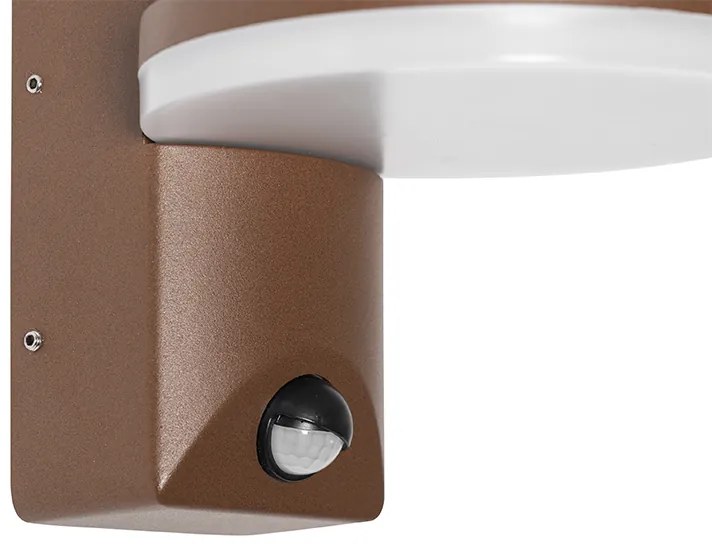 Candeeiro de parede exterior castanho enferrujado com sensor de movimento LED IP54 - Esmee Moderno