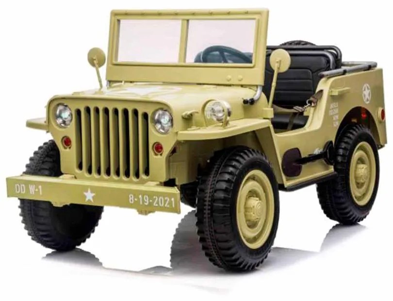 Jeep elétrico para Crianças US ARMY 4X4, três assentos, MP3 player com entrada USB / SD, suspensão em todas as rodas, luzes LED, pára-brisa dobrável,