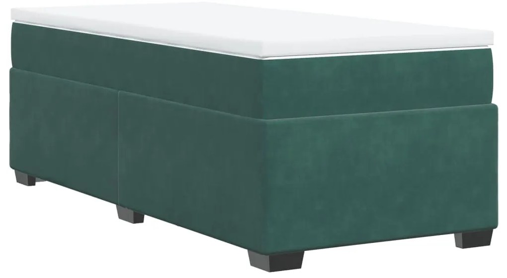 Cama com molas/colchão 80x200 cm veludo verde-escuro