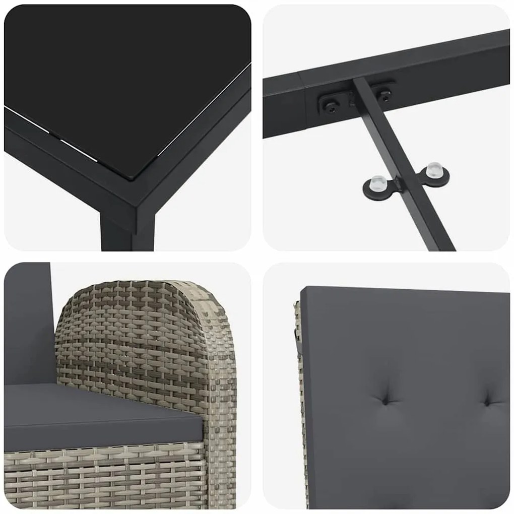 Conjunto de móveis de exterior 5 pcs Cinzento 140 x 70 x 73 cm