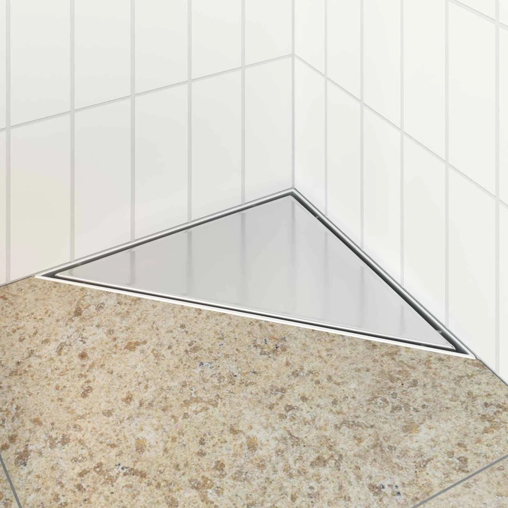 vidaXL Desagüe de Chuveiro Triangular 2 em 1 Prateado 32 x 32 x 7,5 cm