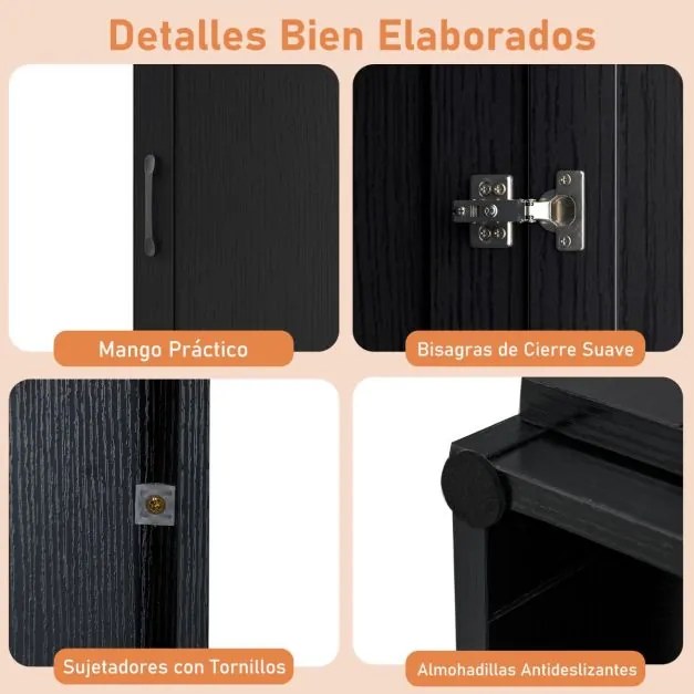 Armário Despensa 38 x 40 x 149 cm com 4 níveis e porta para cozinha e sala de estar Preto