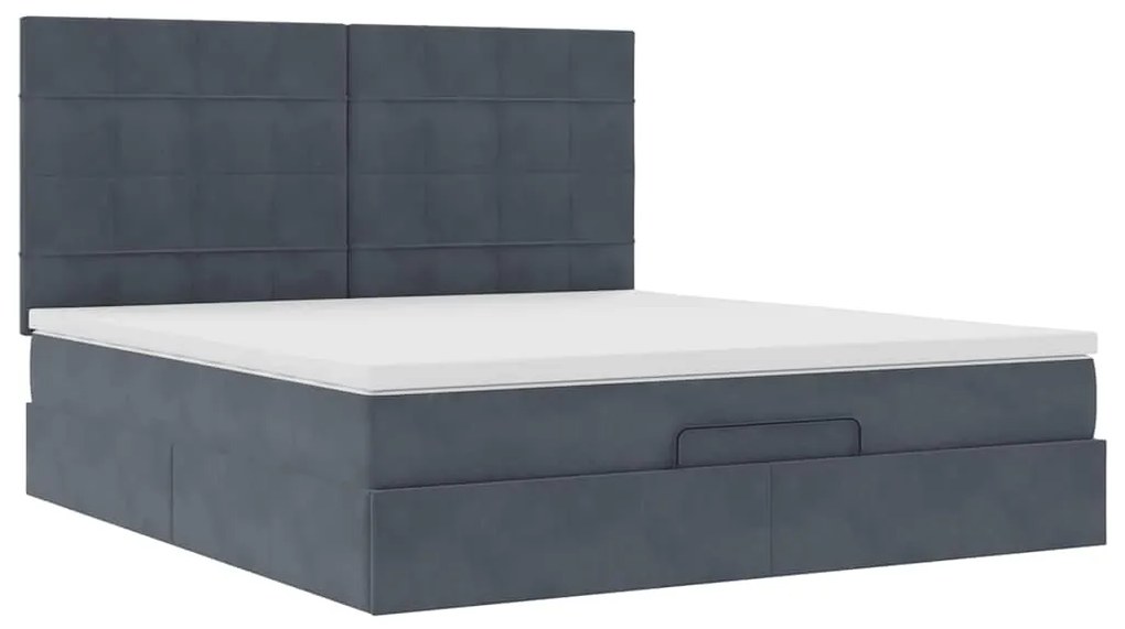 Estrutura cama otomana colchões 180x200 cm cinzento escuro