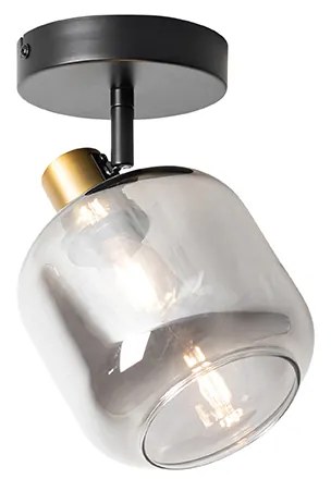 Foco de teto design preto com dourado e vidro fumê - Zuzanna