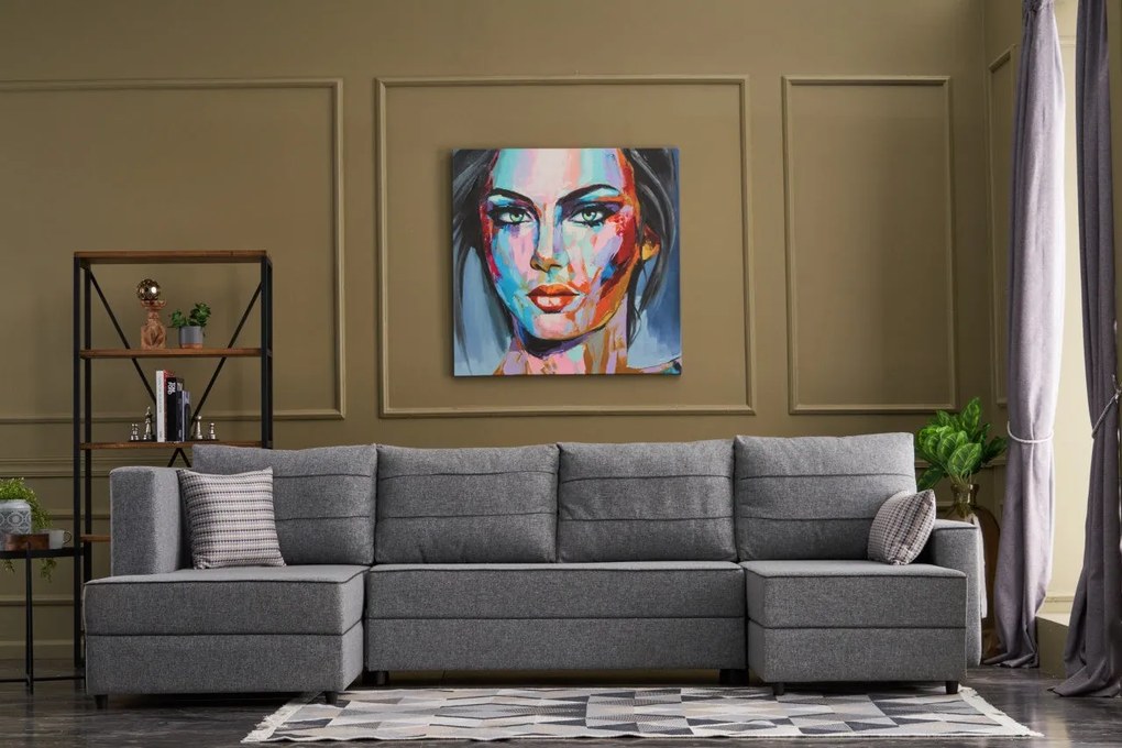 Sofá-Cama de Canto Ece – Cinzento – 315 cm x 88 cm x 160 cm