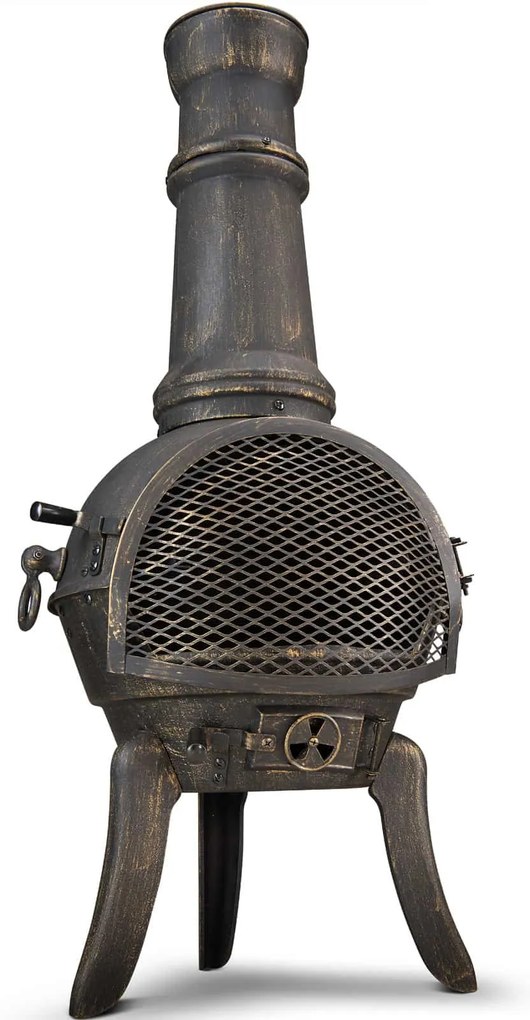 Fogão de terraço Chimenea com atiçador e tampa Ø44 x 112 cm Efeito ferrugem