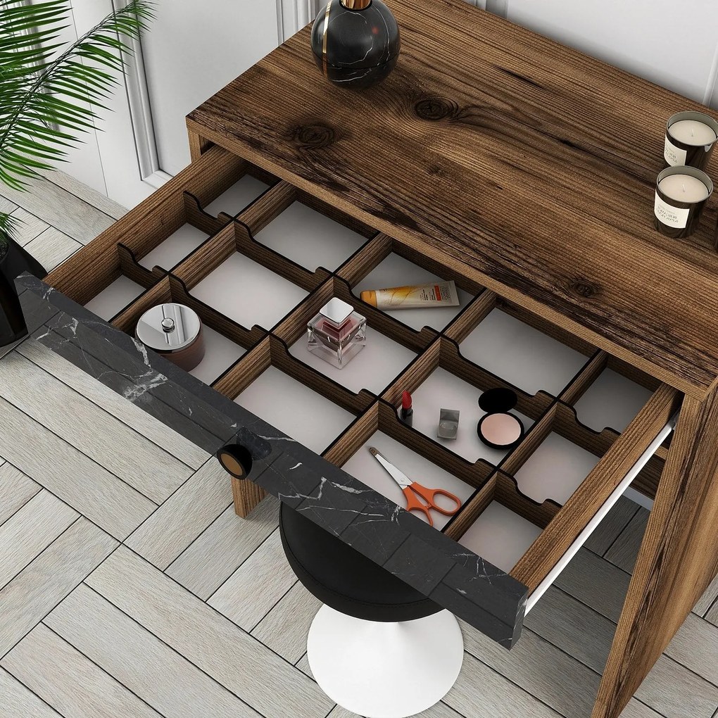 **** Mesa de Maquilhagem Lizbon Mirror – Nogueira Preta Mármore – 70x4