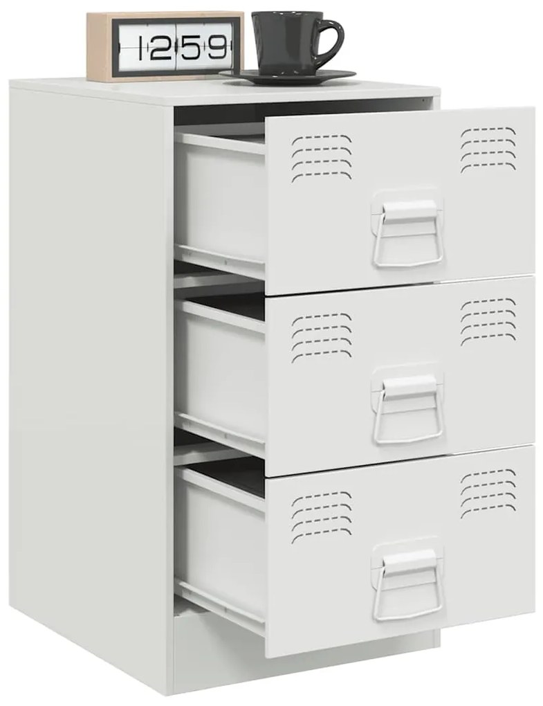 Mesa de cabeceira 34,5x39x62 cm aço branco