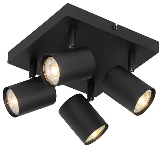 Plafon moderno preto 4-luzes ajustável quadrado - Jeana Moderno