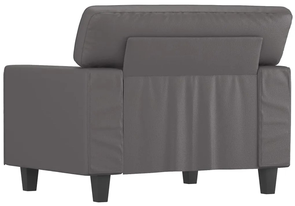 Poltrona 60 cm couro artificial cinzento