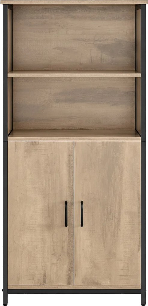 Armário de cozinha 35 x 60 x 124,5 cm com prateleiras ajustáveis cor castanho carvalho-preto