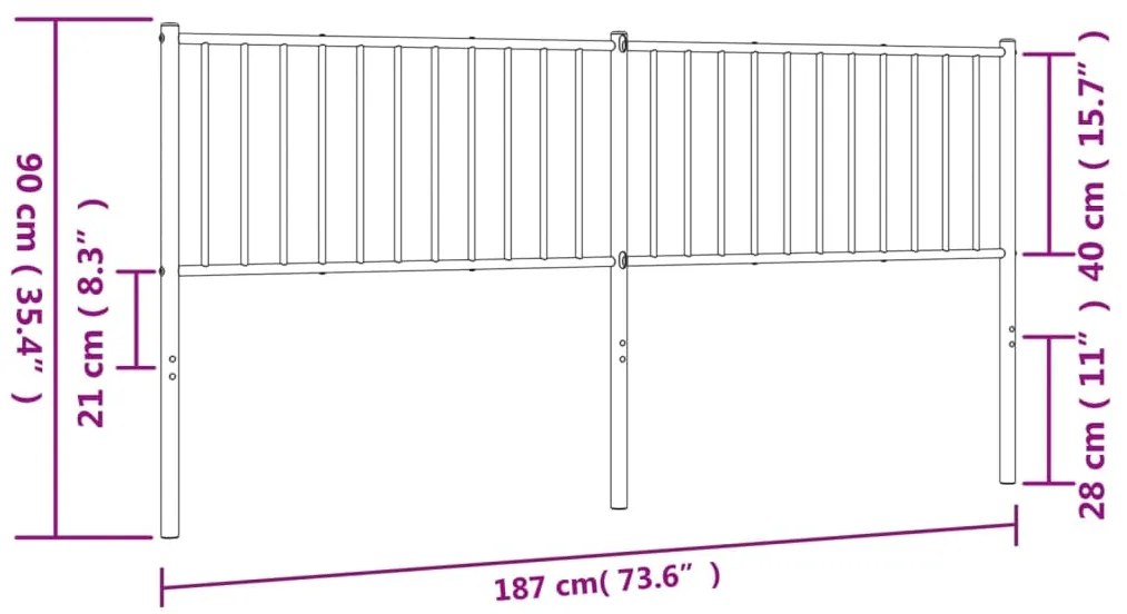 Cabeceira de cama 180 cm metal preto