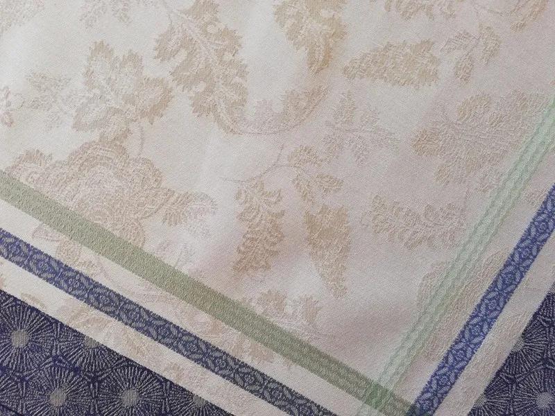 150x300 cm - Toalha de mesa Fateba 100% algodão em Jacquard - Flowers azul: 150x300 cm