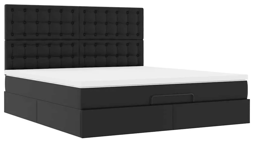 Estrutura de cama otomana com colchão 160x200 cm preta